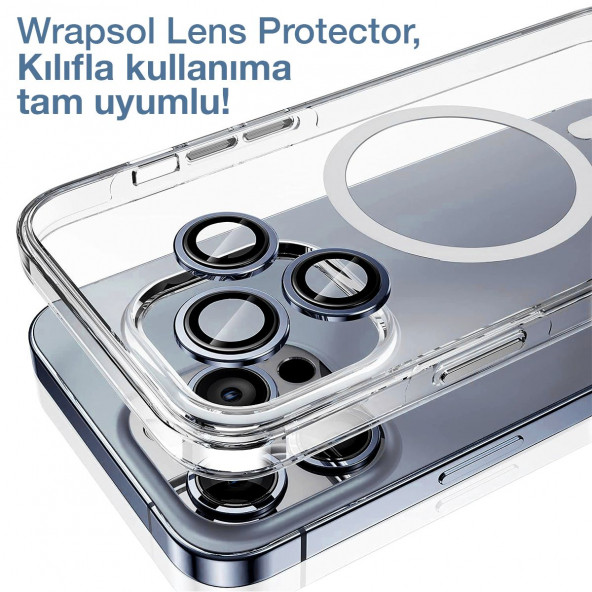 iPhone 15 Pro Kamera Lens Koruyucu Mavi Titanyum Kolay Uygulama Aparatlı - Resim 2