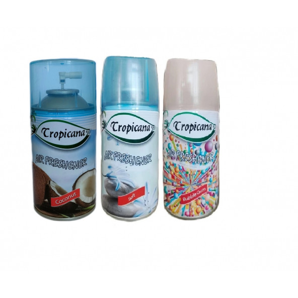 Tropicana Air Freshener Oda Kokusu Coconut Hindistan Ceviz Soft Bubble Gum Oda Sprey 260 Ml X 3 Adet