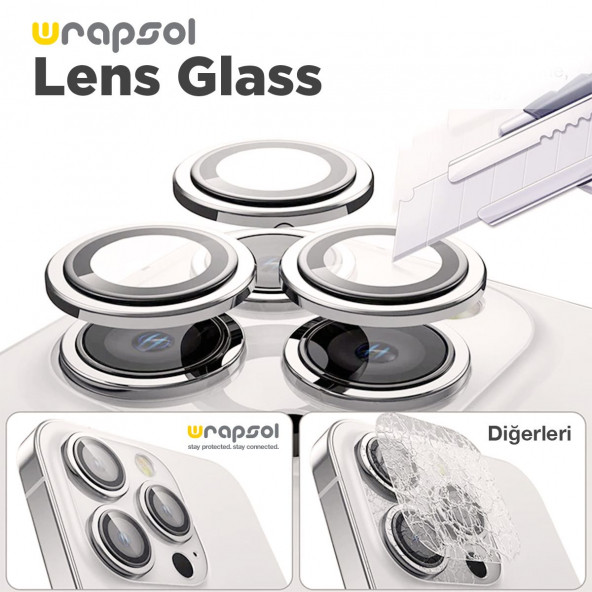iPhone 15 Pro Max Kamera Lens Koruyucu Beyaz Titanyum Kolay Uygulama Aparatlı - Resim 3