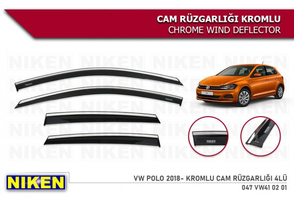VOLKSWAGEN YENİ POLO 2018 2019 2020 MODEL KROMLU CAMRÜZGARLIĞI 4 LÜ