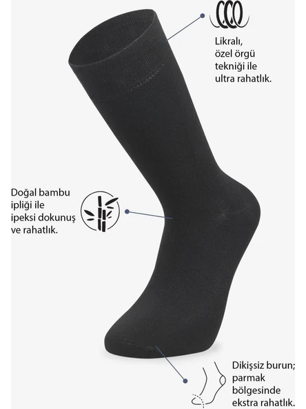 12 Li Punto Koku Yapmayan Erkek Bambu Soket Çorap Dikişsiz Mevsimlik 40-44 No - Resim 6