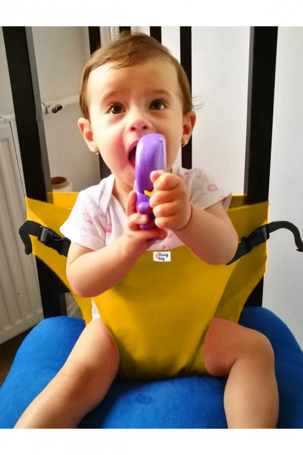 Kumaş Mama Sandalyesi Mama Sandalyesi Emniyet Kemeri SARI - 2