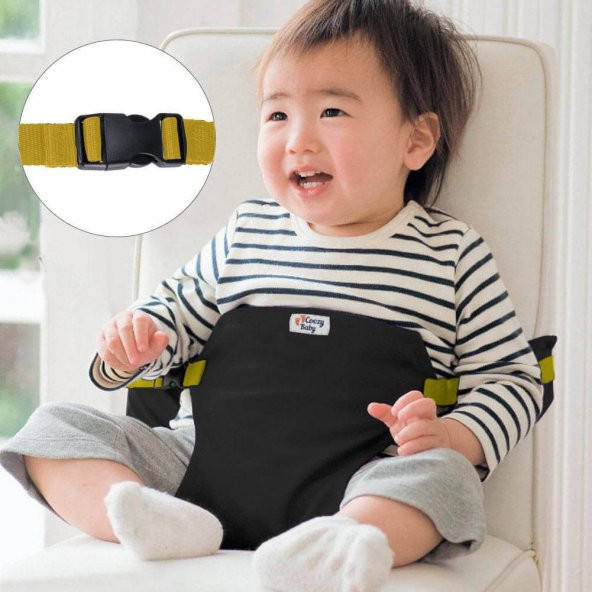 Kumaş Mama Sandalyesi Mama Sandalyesi Emniyet Kemeri Siyah - 4