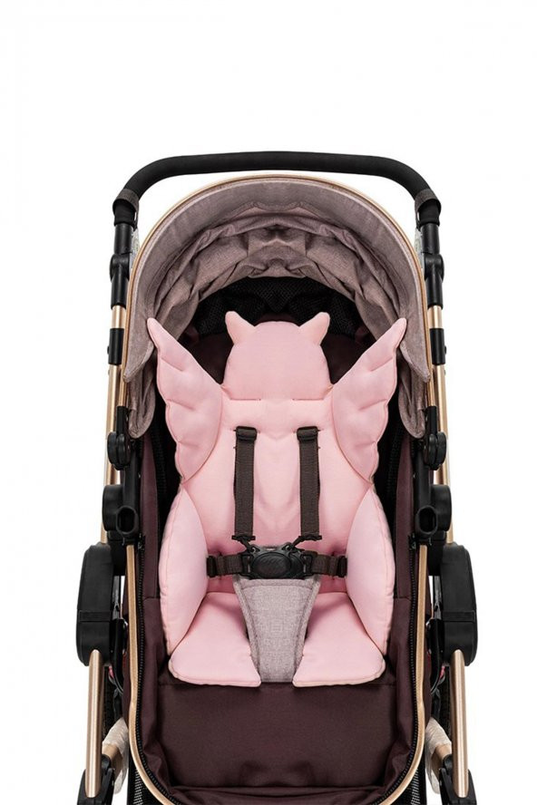 Melek Kanatlı Pembe Çok Amaçlı Minder Puset Minderi Mama Sandalyesi Minderi Anne Yanı Minder - 3