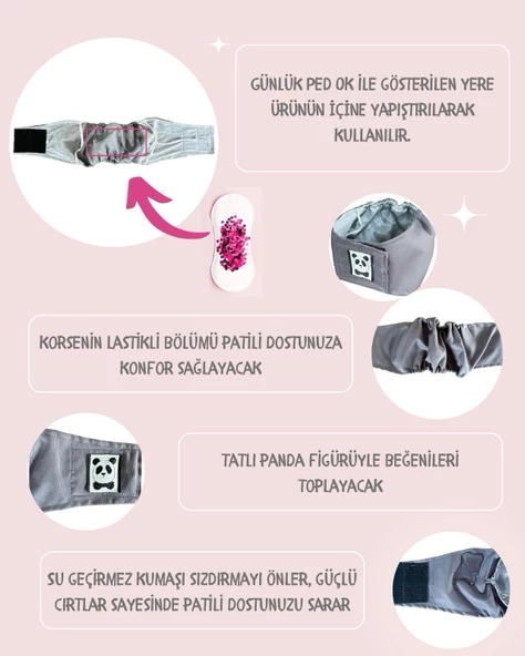 Köpek Çiş Bel Bandı Yıkanabilir Sızdırmaz Köpek Kıyafeti - 2