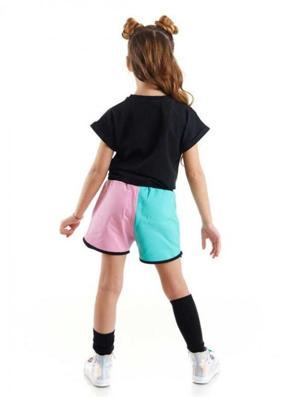 Renkli Yıldız Kız Çocuk T-Shirt Şort Takım - 2