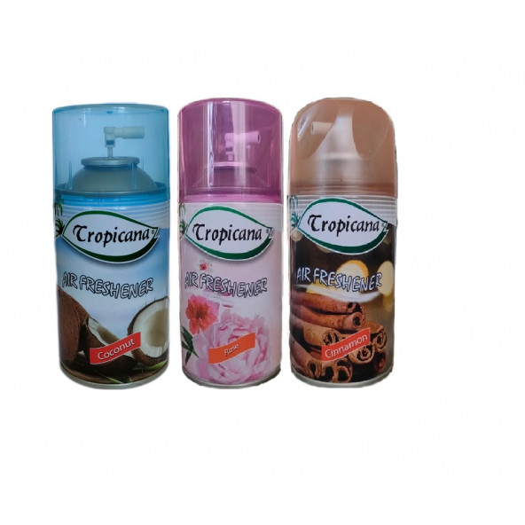 Tropicana Air Freshener Oda Kokusu Coconut Hindistan Ceviz Rose Gül Tarçın Oda Sprey 260 Ml X 3 Adet