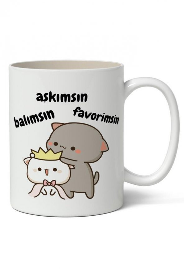 Aşkımsın, Balımsın, Favorimsin Baskılı Kupa Bardak Baskılı Kahve Kupa Bardak ürün görseli 1
