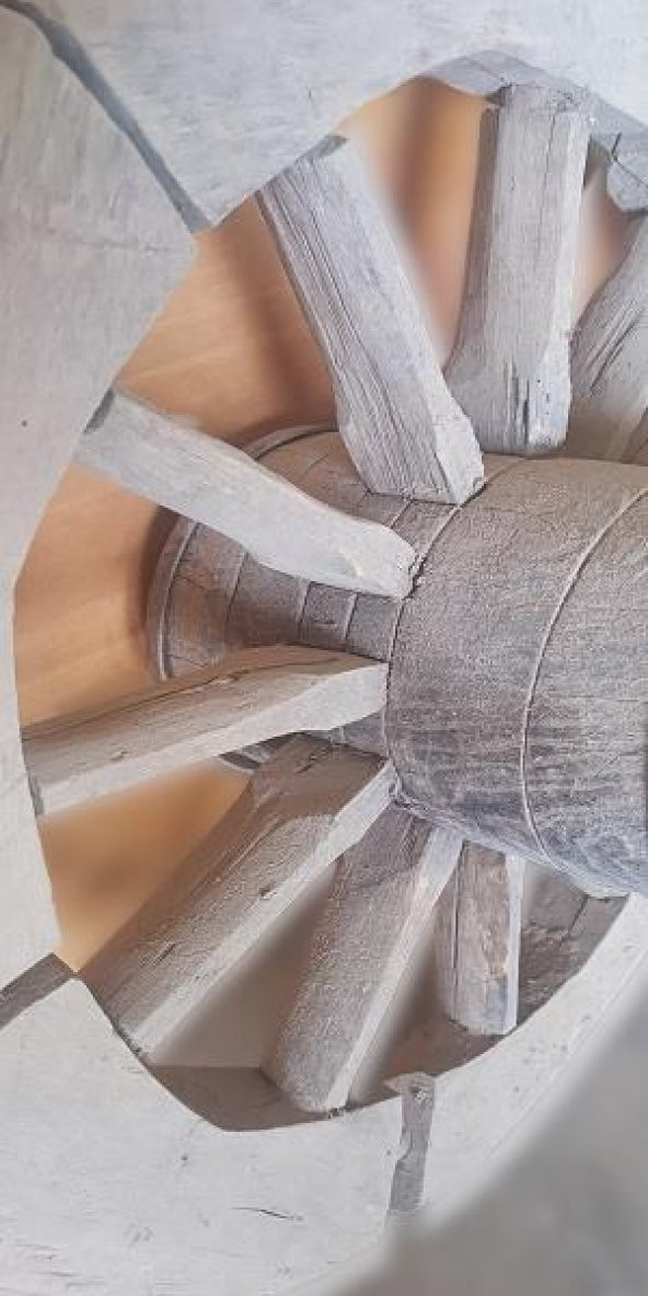 Hobi ADN 90253 dekoratif At ve Öküz Arabası Tekeri Bahçe Aksesuarı Ahşap El yapım - 2