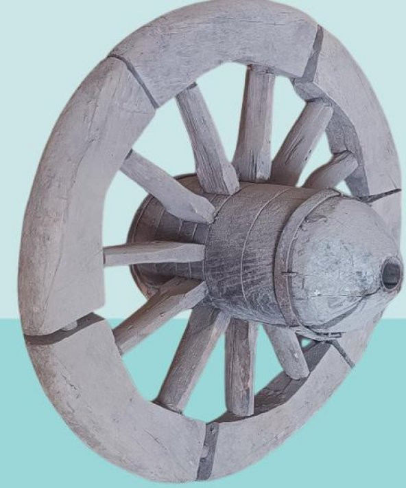 Hobi ADN 90253 dekoratif At ve Öküz Arabası Tekeri Bahçe Aksesuarı Ahşap El yapım - 3