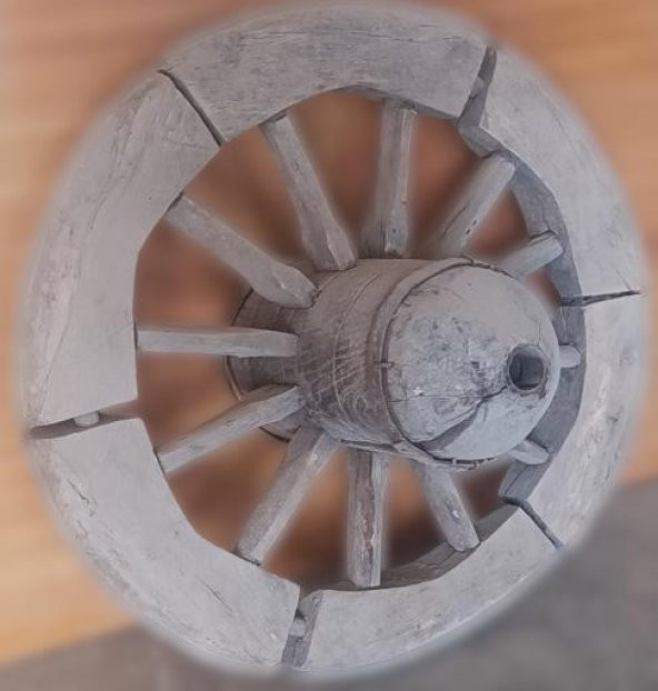 Hobi ADN 90253 dekoratif At ve Öküz Arabası Tekeri Bahçe Aksesuarı Ahşap El yapım - 7