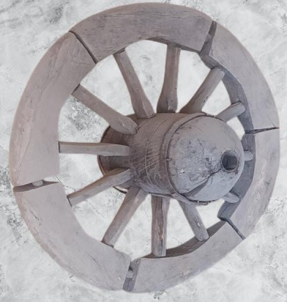 Hobi ADN 90253 dekoratif At ve Öküz Arabası Tekeri Bahçe Aksesuarı Ahşap El yapım - 8