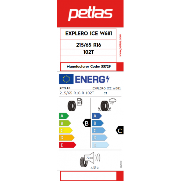 Petlas 215/65 R16 102T Reinf. Explero Ice W681 Suv Kış Lastiği Üretim tarihi 2024 - 3