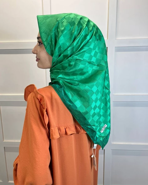 Hint İpek Dama Desenli Monogram Eşarp 00677  BENETTON - 4