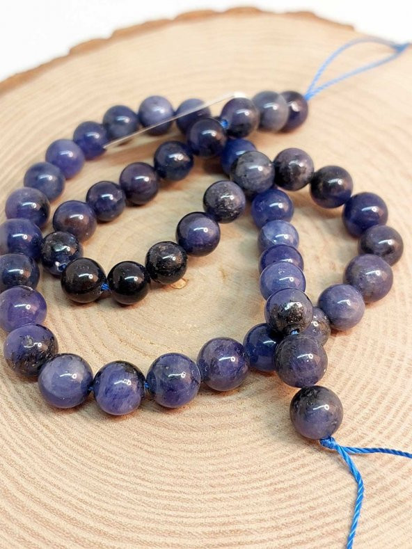 Tanzanit Taşı Koyu Renk YARIM Dizi 8mm (18cm uzunluğundadır) - Resim 3