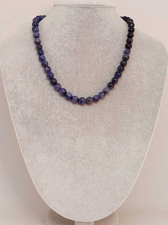 Tanzanit Taşı Koyu Renk Kolye 8mm (Sabit Klipsli) - 3