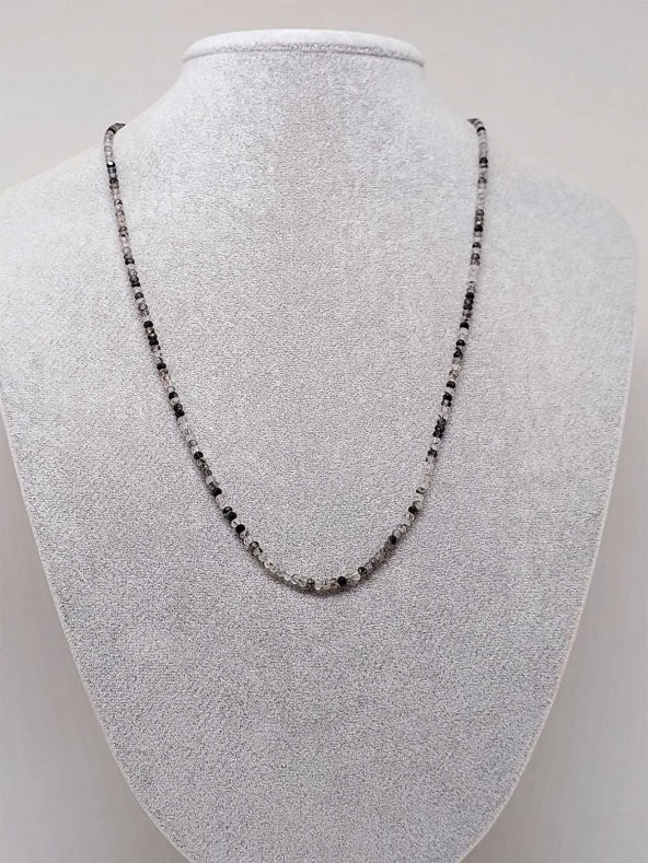 Rutil Kuvars Taşı Rondela Faset Kesim 2,5*1,5mm 1000 Ayar Gümüş İpli Kolye (Sabit Klipsli) ürün görseli