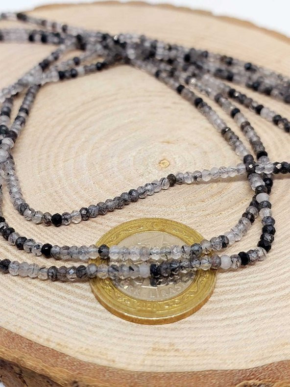 Rutil Kuvars Taşı Rondela Faset Kesim YARIM Dizi 2,5*1,5mm (18cm Uzunluğundadır) ürün görseli 1