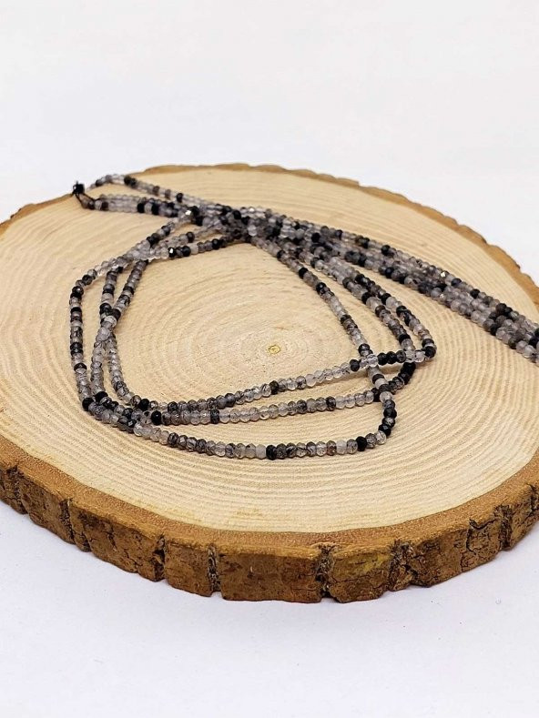 Rutil Kuvars Taşı Rondela Faset Kesim YARIM Dizi 2,5*1,5mm (18cm Uzunluğundadır) - Resim 2