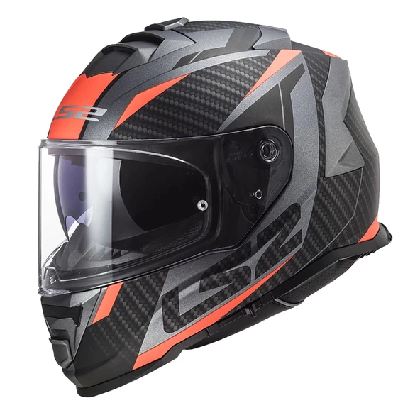 LS2 STORM 2 RACER MAT TITANIUM-NEON TURUNCU KASK