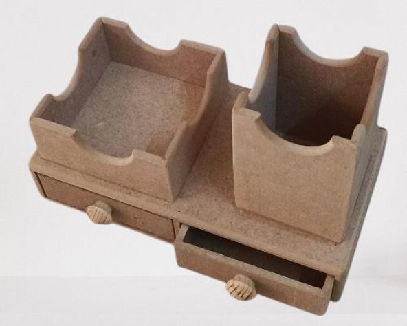 Hobi ADN 90254 Dekoratif Çift Çekmeceli Kalemlik Ahşap MDF HAM CNC Kesim El Yapım - 5