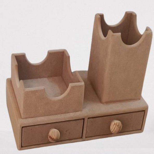 Hobi ADN 90254 Dekoratif Çift Çekmeceli Kalemlik Ahşap MDF HAM CNC Kesim El Yapım - 7