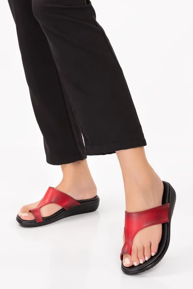 Artı-Artı020-5001-04 Kadın Ortopedik Topuk Dikeni Fonksiyonlu Kırmızı Terlik - Resim 3