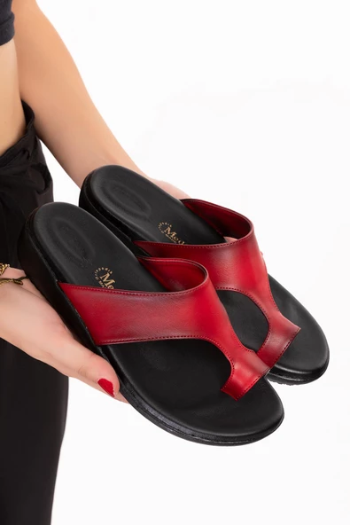 Artı-Artı020-5001-04 Kadın Ortopedik Topuk Dikeni Fonksiyonlu Kırmızı Terlik - Resim 2