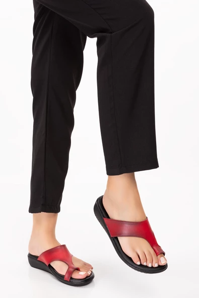 Artı-Artı020-5001-04 Kadın Ortopedik Topuk Dikeni Fonksiyonlu Kırmızı Terlik - Resim 4