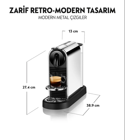 Nespresso D140 Citiz Platinum,Paslanmaz Çelik Kapsüllü Kahve Makinesei - 3