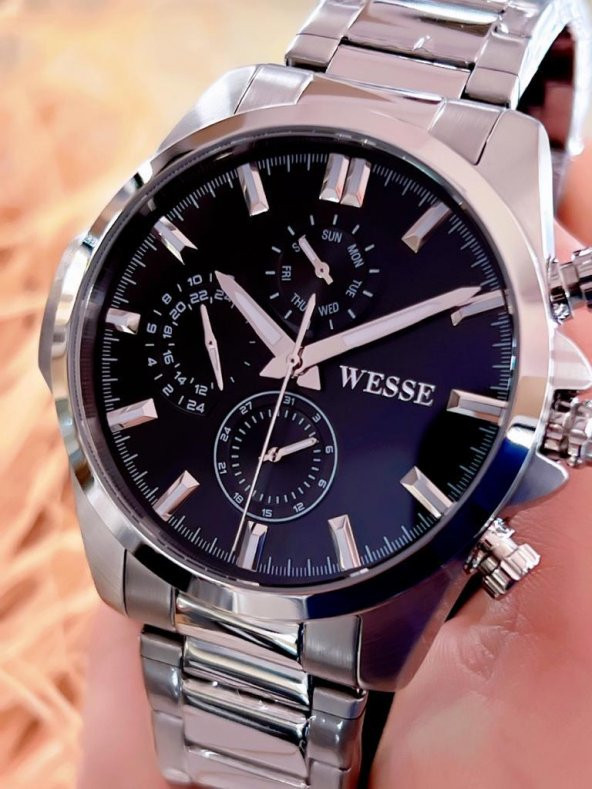 WWG205804 Wesse Yeni Sezon Çelik Kordon Kararmaz Renk Atmaz İç Fonksiyon Aktif 5 Atm Erkek Kol Saati - Resim 3