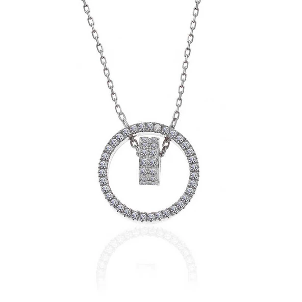 Gümüş İç İçe Geçmiş Halka Kadın Kolye SL5408 - Resim 2