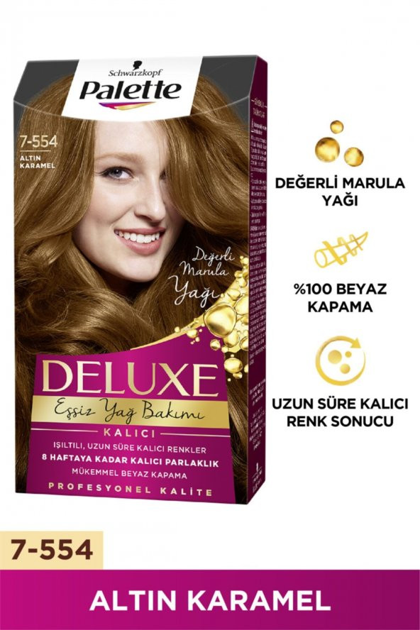 Palette Deluxe Kit Saç Boyası-7.554-altın Karemel