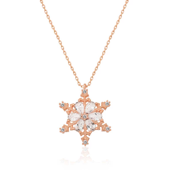 ​Gümüş Rose Kar Çiçeği Bayan Kolye SL4043 ürün görseli