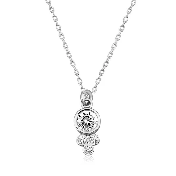 Gümüş Çiğ Damlası Yuvarlak Tektaş Bayan Kolye SL4278 ürün görseli