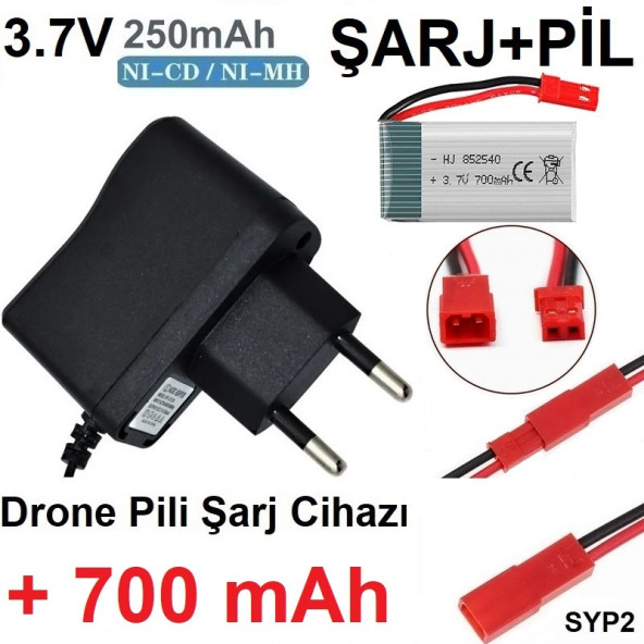 Drone Pili Şarj Cihazı + 700 Mah Pil Syp2 Ph Mx2.0 Fiş Güç Adaptörü 3.7v 250mah