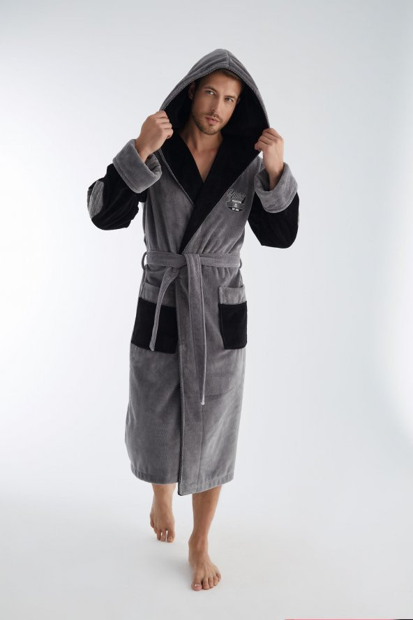 SPORT Nakış Triga Bukle  Bambu Cotton Erkek Bornoz - 3