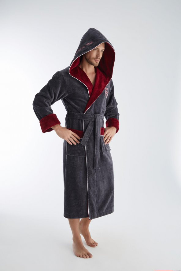 ARENA Nakış Triga Bukle  Bambu Cotton Erkek Bornoz - 3