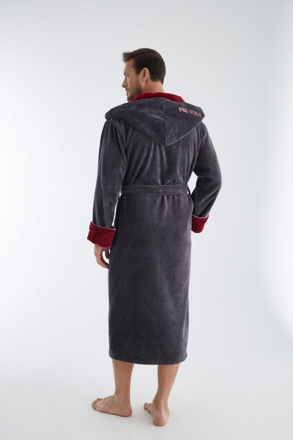 ARENA Nakış Triga Bukle  Bambu Cotton Erkek Bornoz - 4