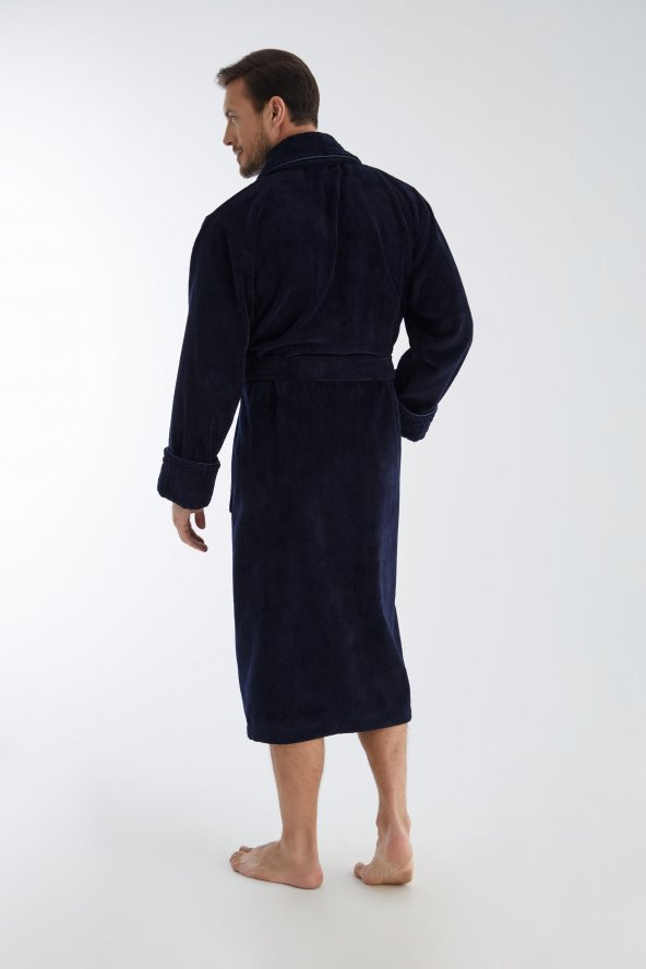 Yaka Fitilli Bambu Cotton Erkek Bornozu - 5