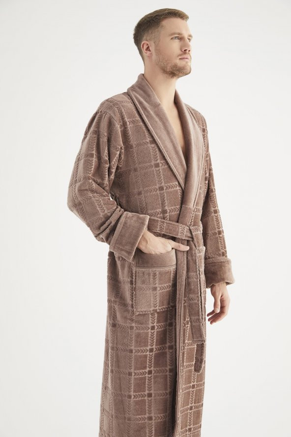 Jakarlı %100 Cotton Erkek Bornozu - 4