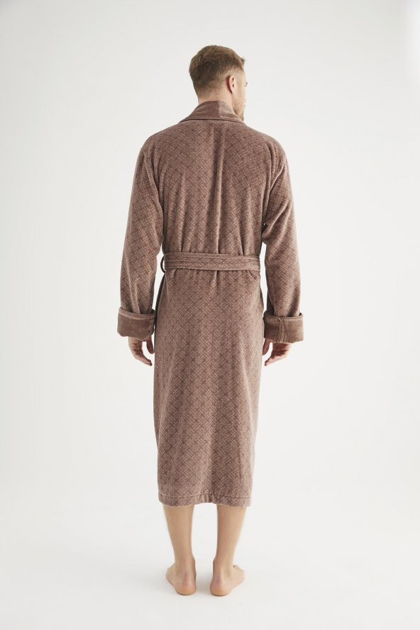 Jakarlı %100 Cotton Erkek Bornozu - 4