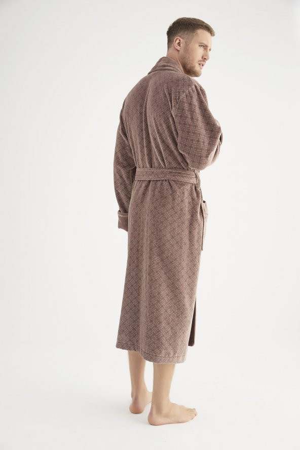Jakarlı %100 Cotton Erkek Bornozu - 5