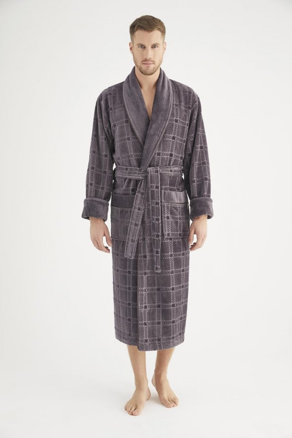 Jakarlı %100 Cotton Erkek Bornozu - 6