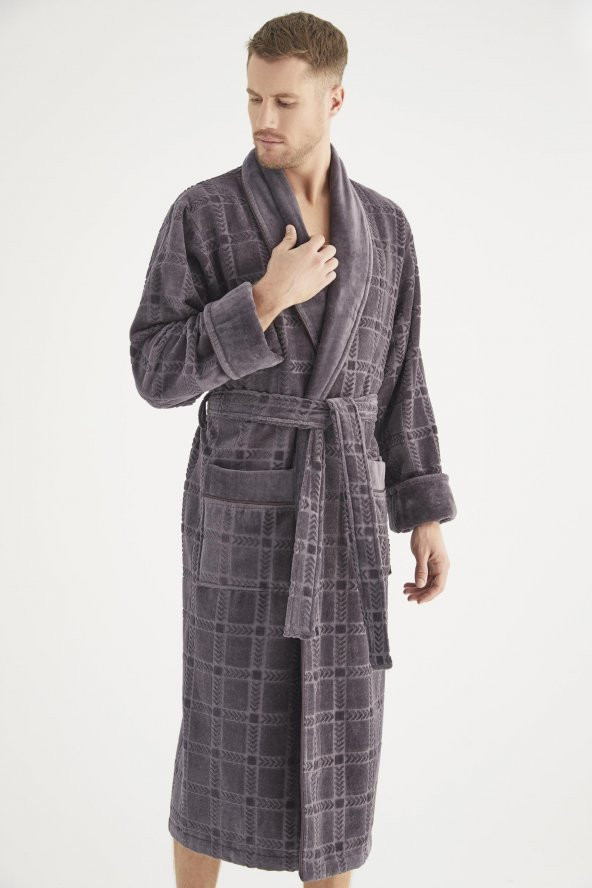 Jakarlı %100 Cotton Erkek Bornozu - 7