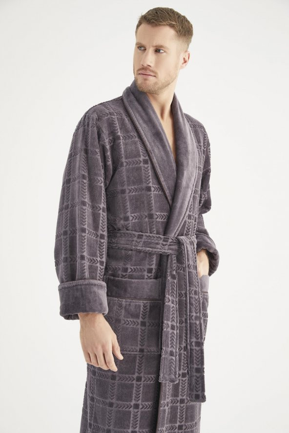 Jakarlı %100 Cotton Erkek Bornozu - 8