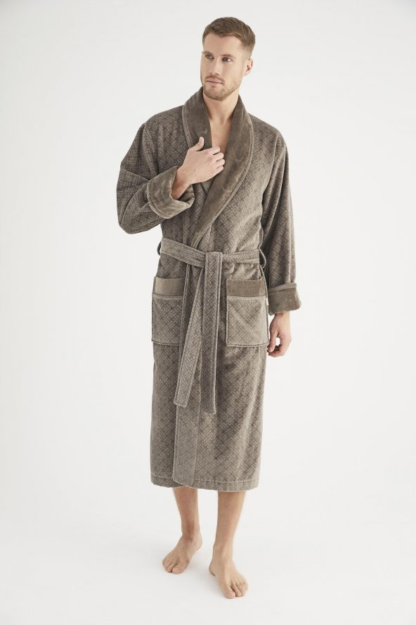 Jakarlı %100 Cotton Erkek Bornozu - 11