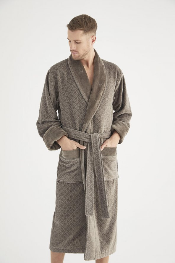 Jakarlı %100 Cotton Erkek Bornozu - 12