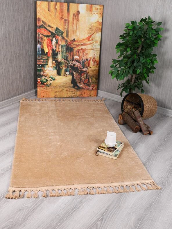 My Evilla Modern Dekoratif   Örgü Saçaklı Simirna  Peluş  Halı Yolluk