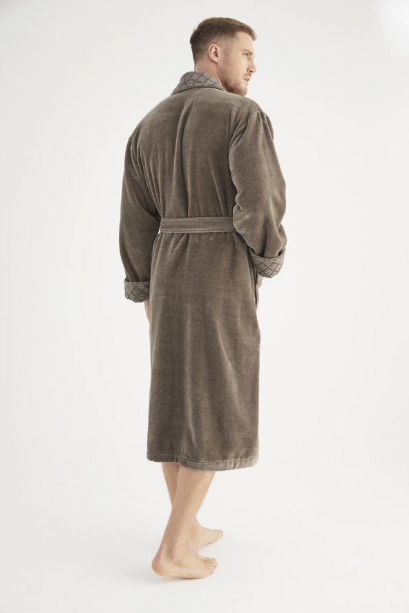 Yaka Jakarlı %100 Cotton Erkek Bornozu - 8